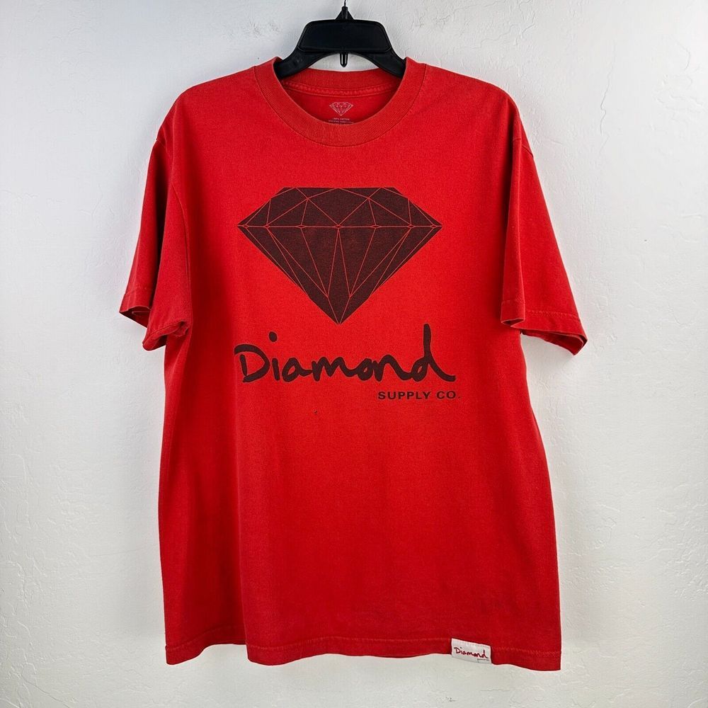 Diamond Supply Co. T-shirt Mens Large Red Graphic Print Big Logo Streetwear